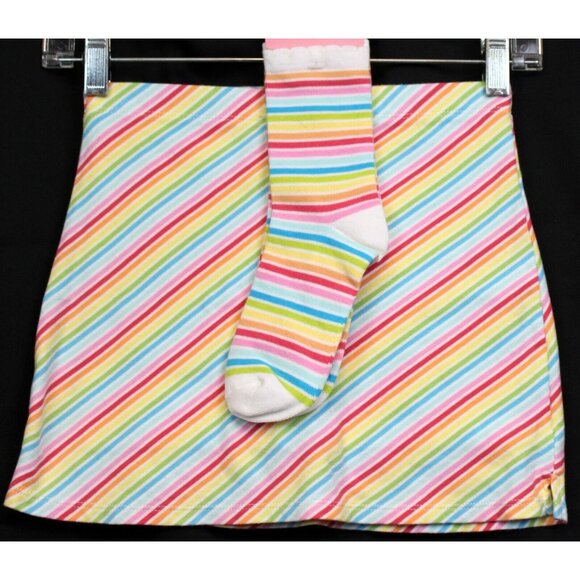 2008 Gymboree Spring Rainbow 3pc Striped Skorts Socks Candy Skirt sz 7 Spring - Picture 1 of 10